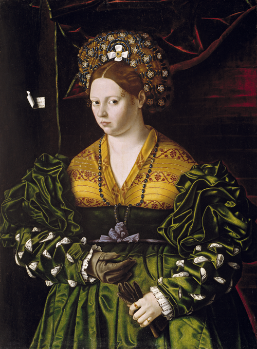Full view of Portrait of a Lady in a Green Dress